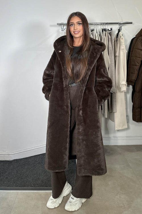 ARAM FUR COAT DARK BROWN