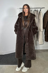 ARAM FUR COAT DARK BROWN