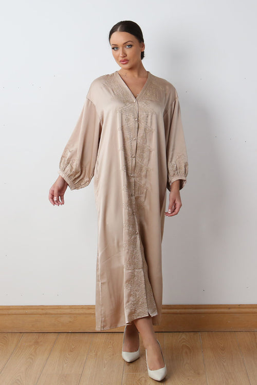 AZIZA EMBROIDERY MIDI GOLD