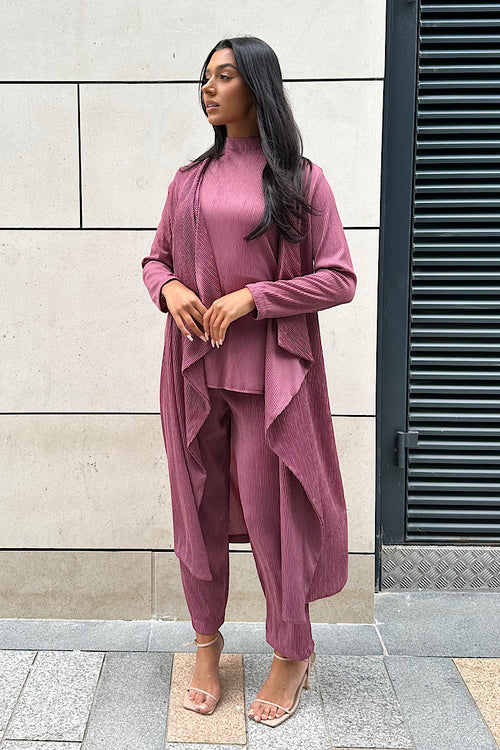 LUXURY PLISSE THREE-PIECE SET LAVENDER