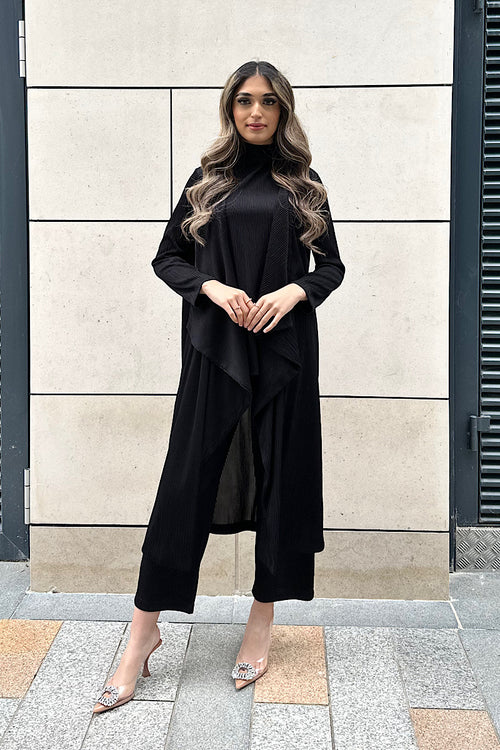 LUXURY PLISSE THREE-PIECE SET BLACK