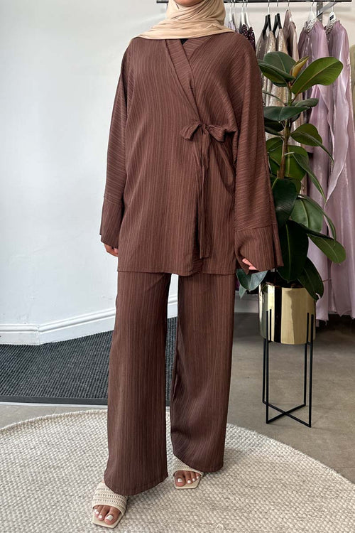 KAYLA WRAP COORD BROWN