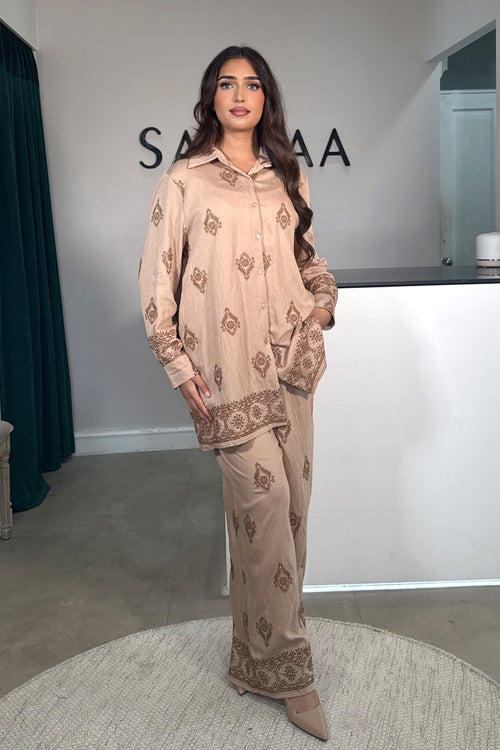 MAYA EMBROIDERY COORD MOCHA