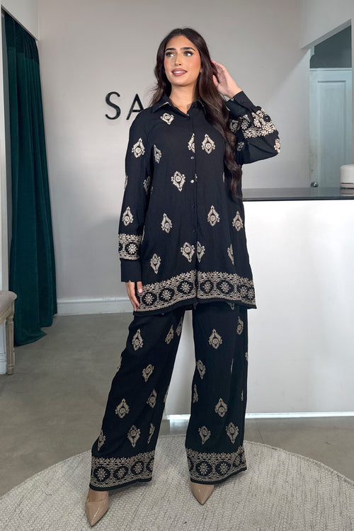 MAYA EMBROIDERY COORD BLACK