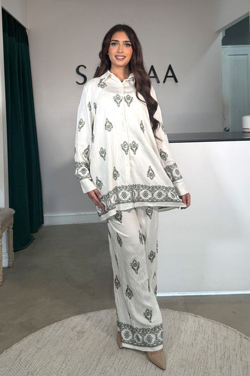 MAYA EMBROIDERY COORD KHAKI