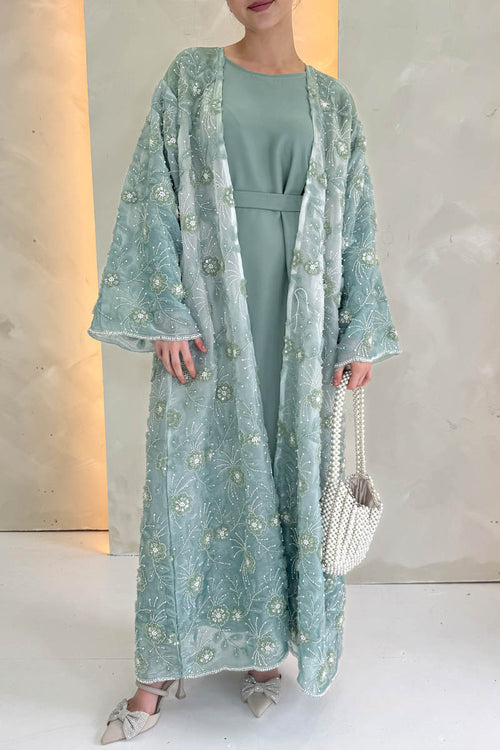 ENCHANTED BLOOM ABAYA SET MINT