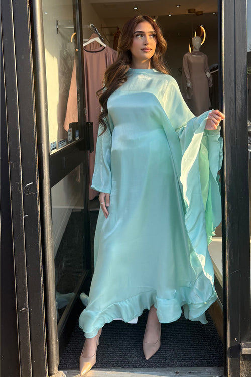 SHIMMMER FRILL KAFTAN MINT