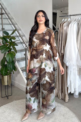 MIRA PRINTED COORD SET BROWN