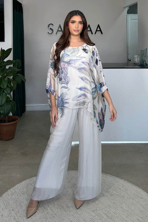 KAAZE SILK TOP - ocean blue