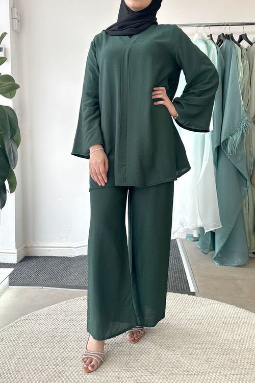NORA V-NECK COORD GREEN