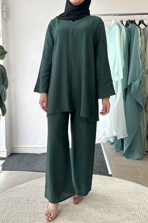 NORA V-NECK COORD GREEN