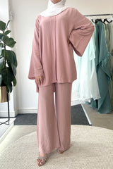 NORA V-NECK COORD PINK