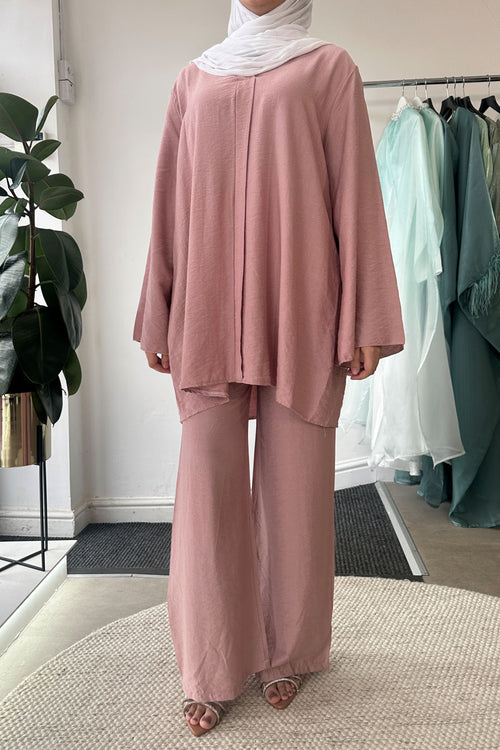 NORA V-NECK COORD PINK
