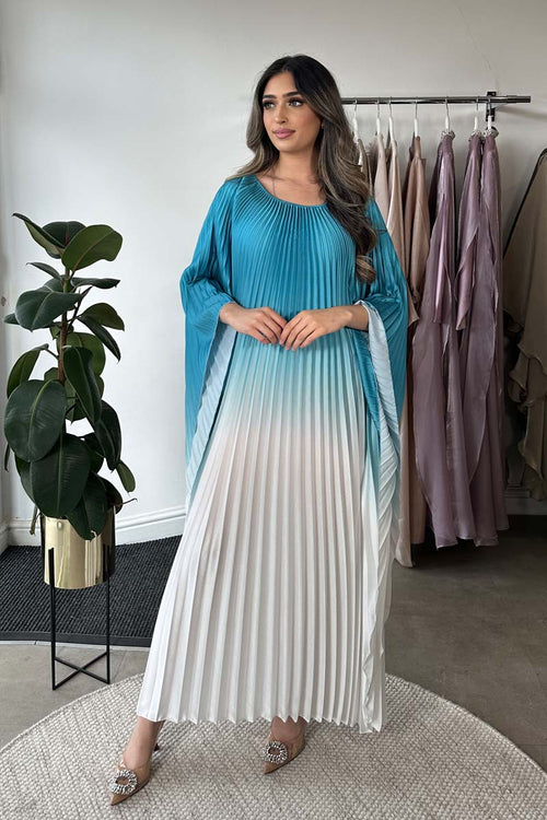 OMBRE PLEATED KAFTAN BLUE