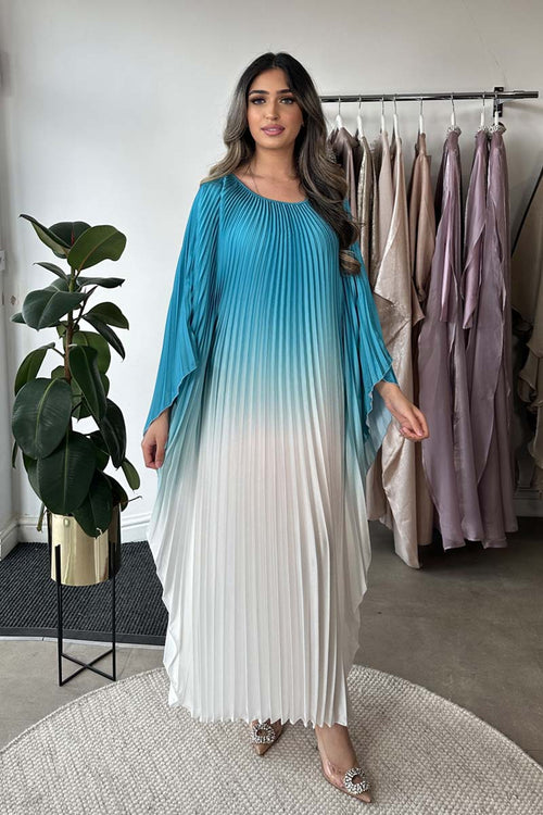 OMBRE PLEATED KAFTAN BLUE