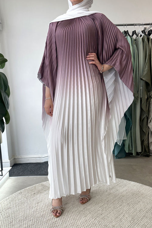 OMBRE PLEATED KAFTAN MAUVE