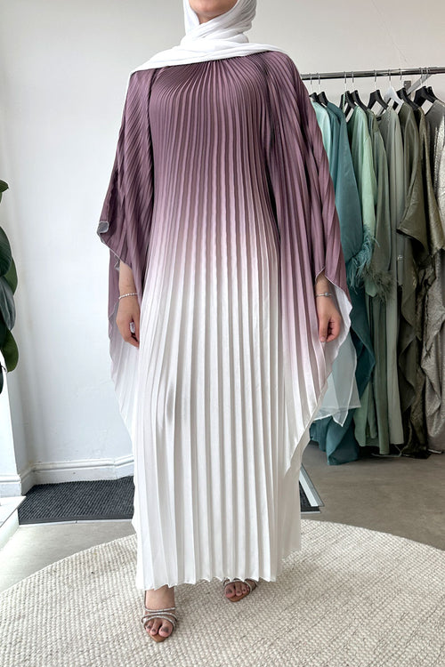 OMBRE PLEATED KAFTAN MAUVE