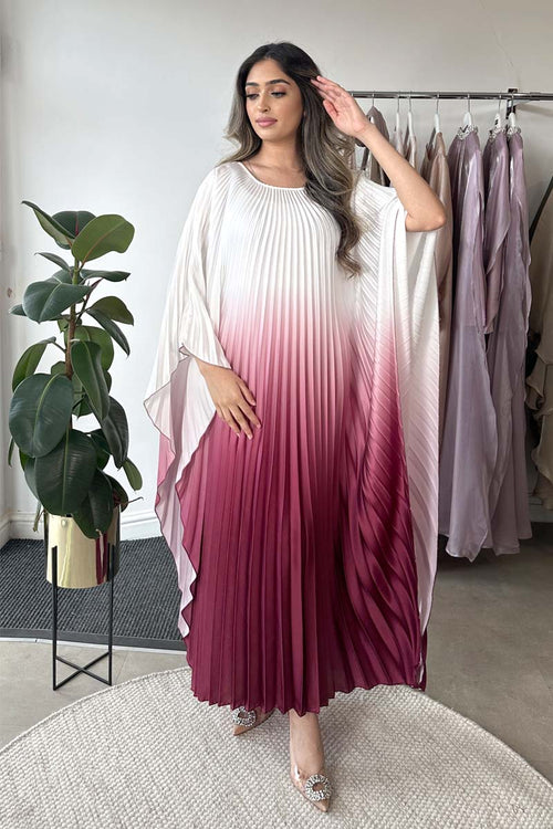 OMBRE PLEATED KAFTAN PINK