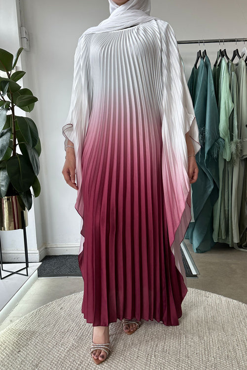 OMBRE PLEATED KAFTAN PINK