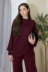 SERAPHINA WRAP COORD SET BURGUNDY