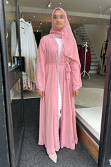 AMIRA LACE ABAYA POWDER PINK