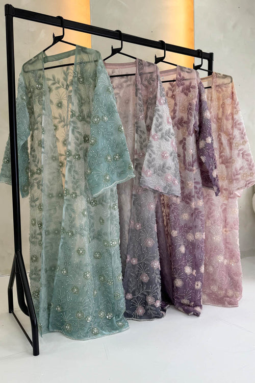 ENCHANTED BLOOM ABAYA SET GREY