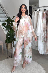 REEM PRINTED SHIRT COORD NUDE