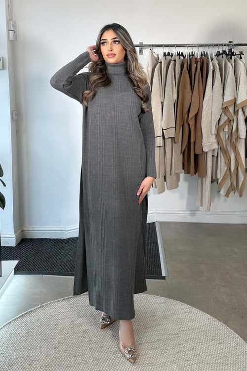 ROLL NECK TWO-PIECE SET GREY