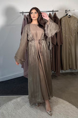SAI SHIMMER ABAYA MUSHROOM TAUPE