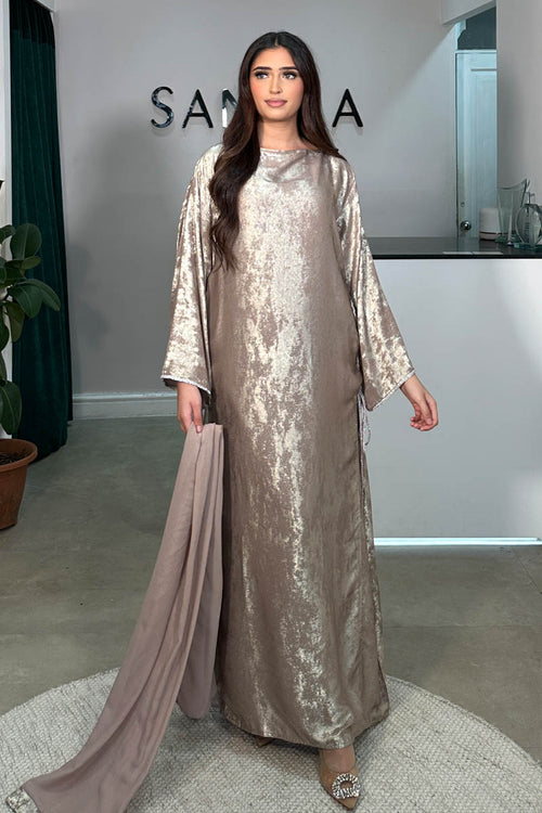 HAMIRA SHIMMER DRESS NUDE