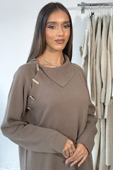 MARI GOLD BUTTON COORD TAUPE