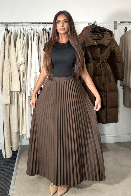 DELARA PLEATED SKIRT MOCHA