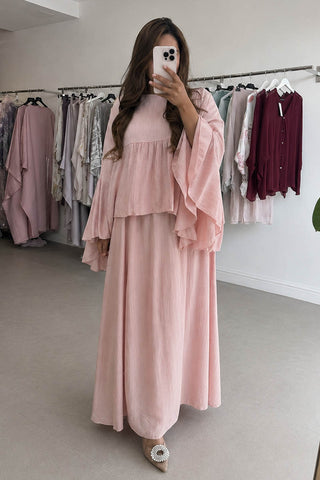 AYANA FRILL SKIRT SET BROWN
