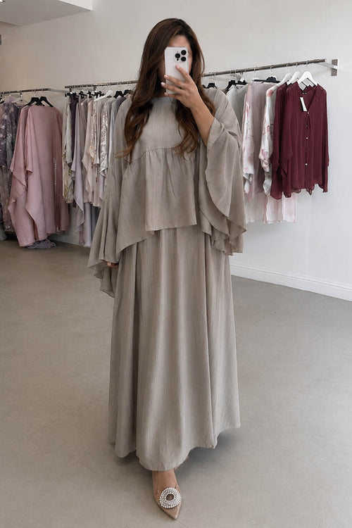 AYANA FRILL SKIRT SET TAUPE