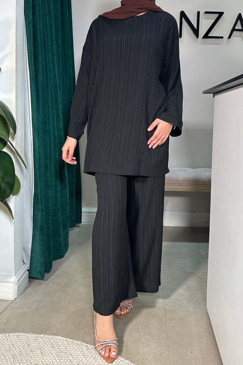 KAYLA TEXTURED COORD BLACK