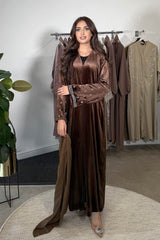 VELVET ABAYA TRUFFLE BROWN