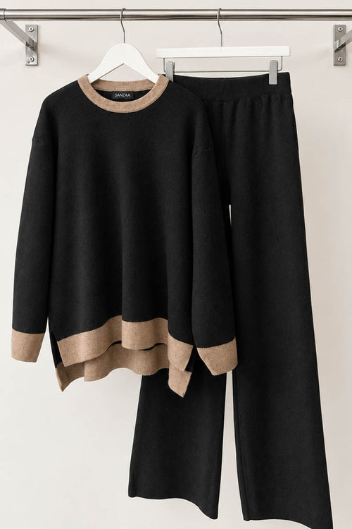 ZAYA CONTRAST COORD BLACK