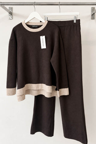 LIVA CONTRAST KNIT CO-ORD BLACK