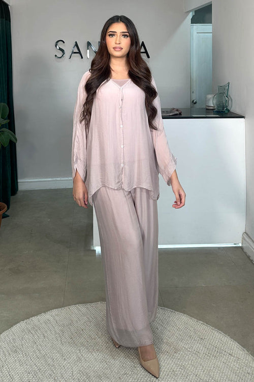 ZENA BUTTON SHIRT COORD PINK