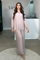 ZENA BUTTON SHIRT COORD PINK