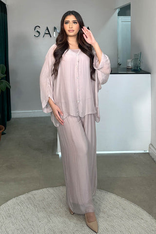 ELAHI MARBLE SILK COORD PINK