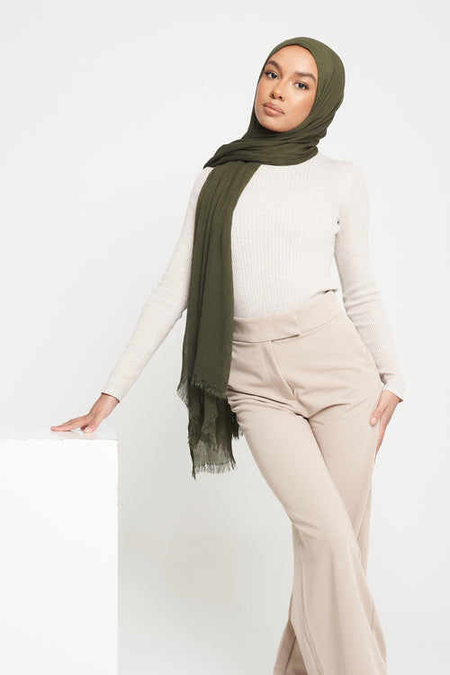 Deep Khaki | Deluxe Crinkle Hijab