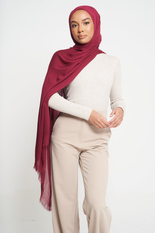 Deep Red | Deluxe Crinkle Hijab