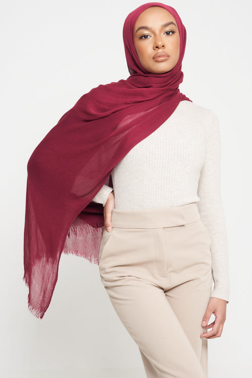 Deep Red | Deluxe Crinkle Hijab