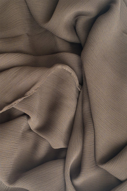 Dark Mocha- Lightweight Crinkle Chiffon