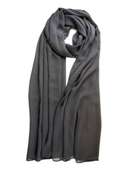 Steel Grey Lightweight Crinkle Chiffon