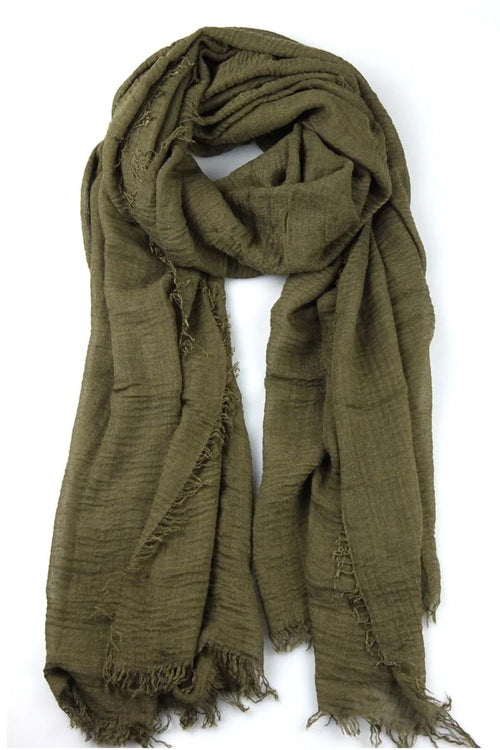 Khaki Crinkle Cotton Hijab