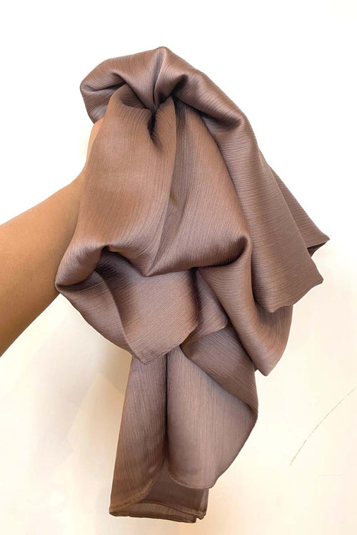 Crinkle Silk-Satin Touch Hijab - Dark mauve