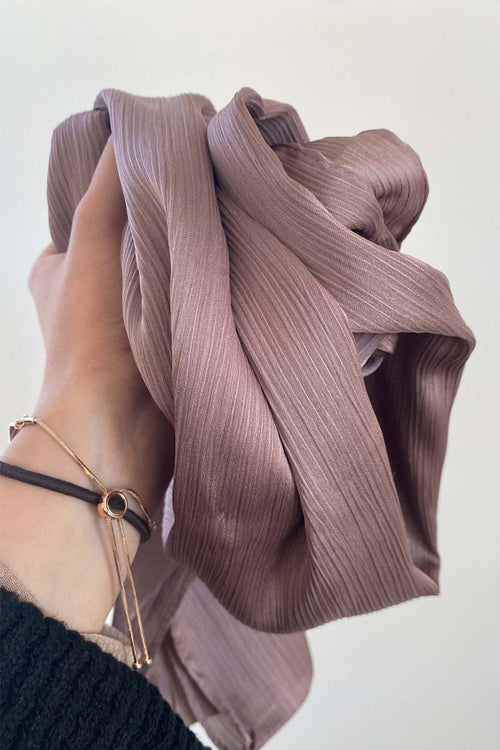 Crinkle Silk-Satin Touch Hijab | Mauve