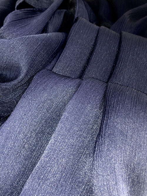 Crinkle Silk-Satin Touch Navy